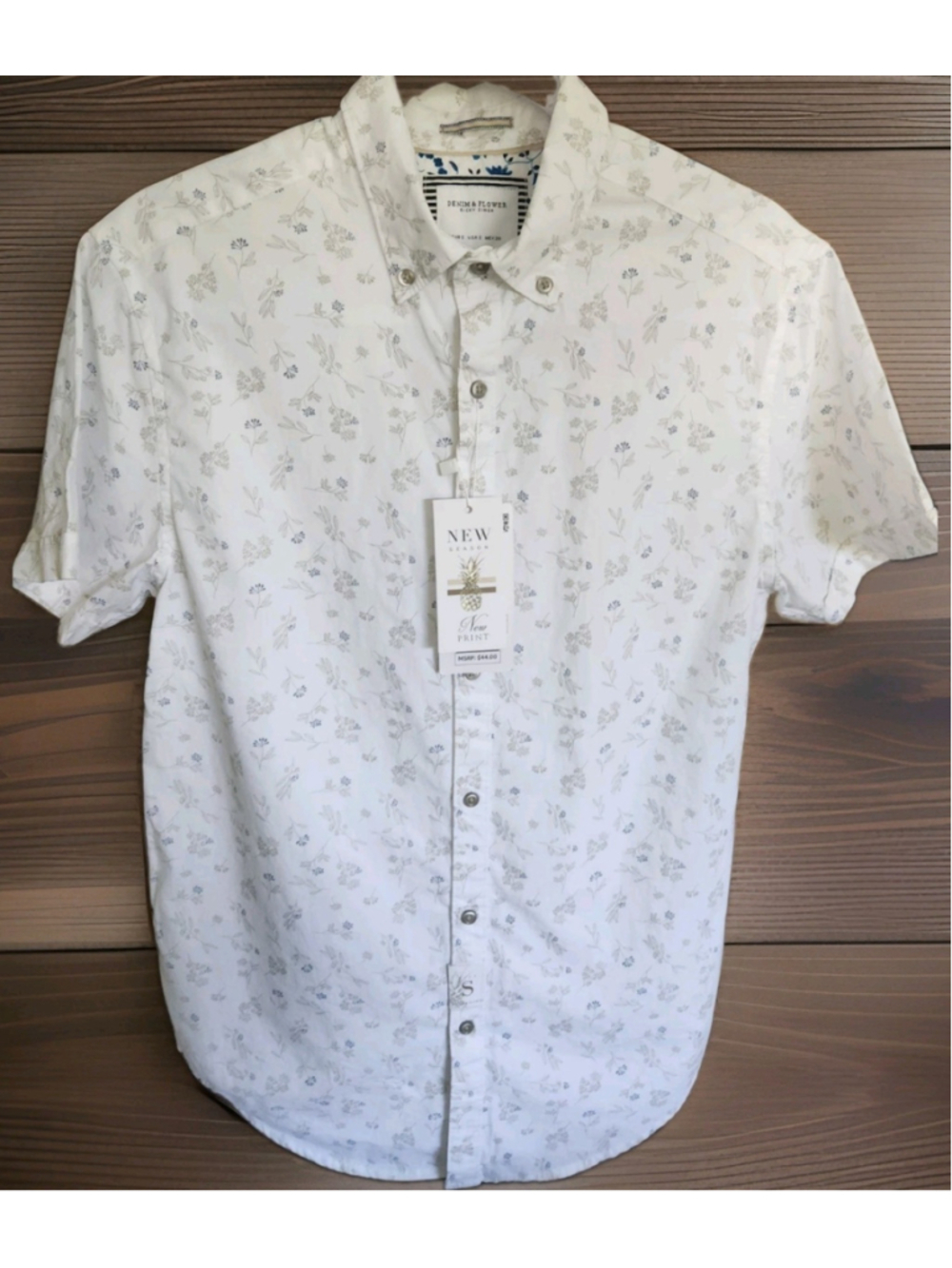 Denim & Flower Ricky Singh Mens Shirt Small Button Down Short Sleeves NWT